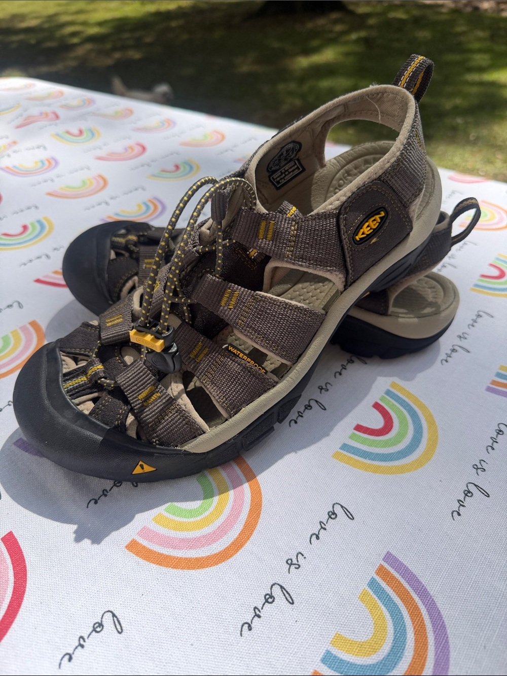 Keen Brown and Yellow Men's Closed-Toe Sport Sandals